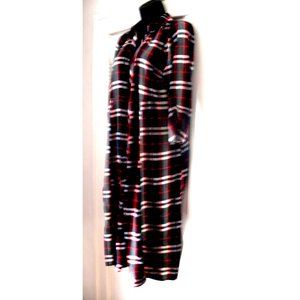 Torrid Shirt Dress Maxi Black Red Plaid Button FrontDuster Size 0 equal to Large